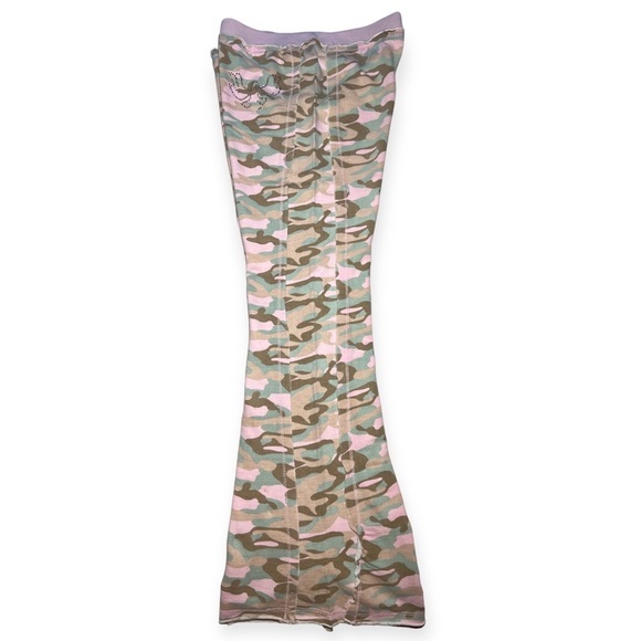 Army Girl Bird Stud Camo Camouflage Distressed Hem Style Wide Leg Yoga‎ Pants - Picture 2 of 7